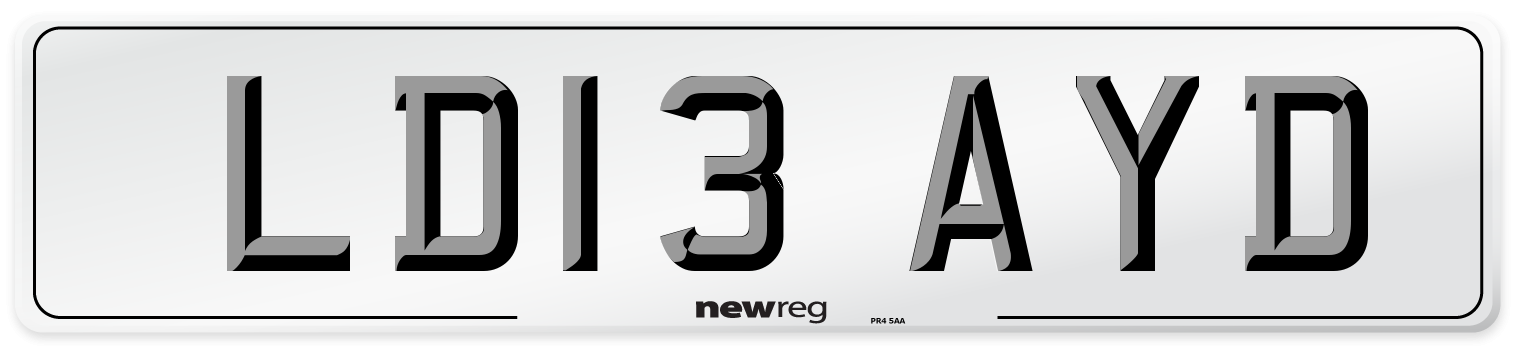 LD13 AYD Number Plate from New Reg